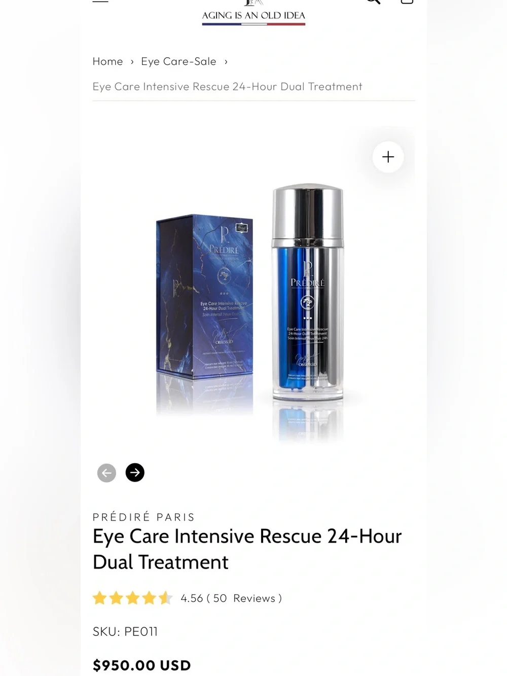 New Predire Paris Eye Care Intensive Rescue Dual Treatment — Blue